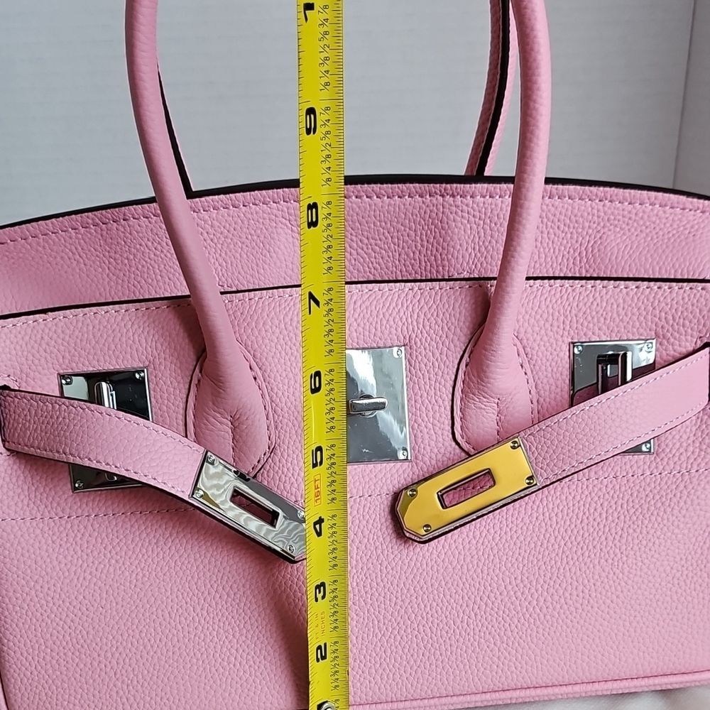 Pink Leather Top Handle bag (Shoulder Birkin Style) - Picture 9 of 11